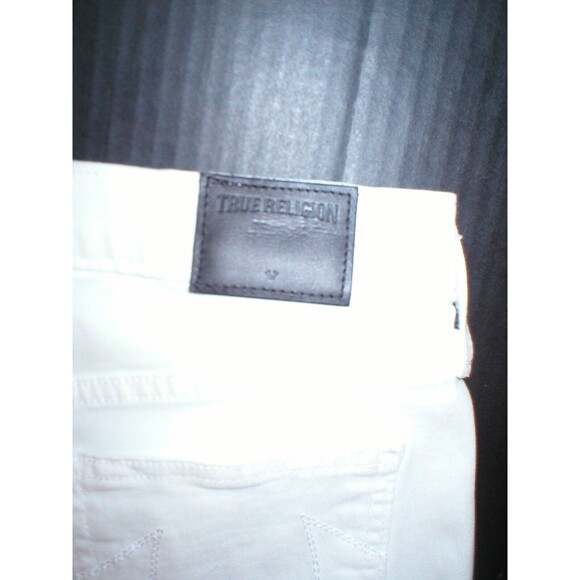 NWT New Womens True Religion USA Halle Jeans Skinny White Mid Designer Patch 26 - Picture 2 of 9